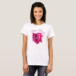 チーム ブライドのピンクのバラの花のプリントのハッピーな女子会 Tシャツ
