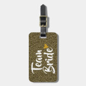 チーム ブライド ゴールド ハート グリッター ラゲッジタグ (正面縦)