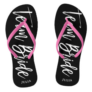 チーム·ブライド スクリプトスタイル名前をカスタムする結婚の ビーチサンダル