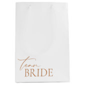 チーム ブライド ミニマリスト エレガント ホワイト バチェロレッテ ミディアムペーパーバッグ (正面)