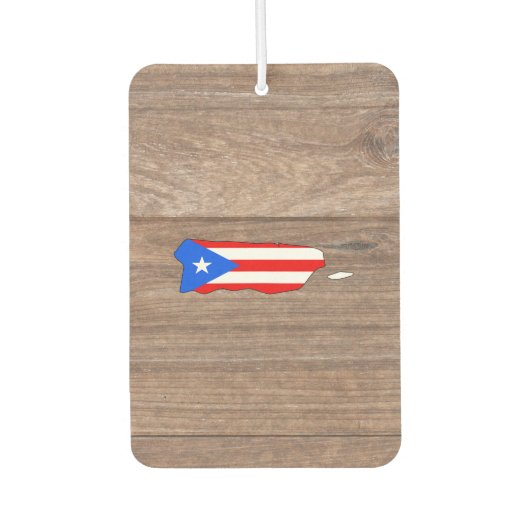 チーム・プエルトリコ国旗の地図と森 カーエアーフレッシュナー (正面)