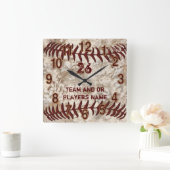 チーム、プレーヤーの名前は、汚れた野球の時計に番号を付けます スクエア壁時計 (ホーム)