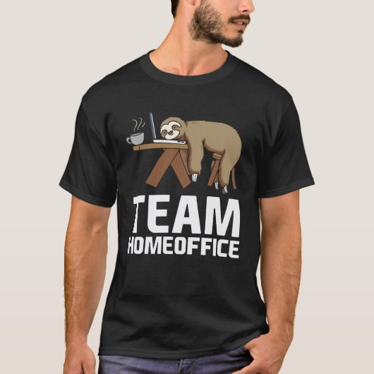 チーム 在宅オフィス 眠れるナマケモノ 在宅勤務 2021 Tシャツ (正面)