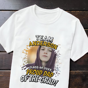 チーム[氏名] 卒業おめでとうフォトTシャツ パパ Tシャツ
