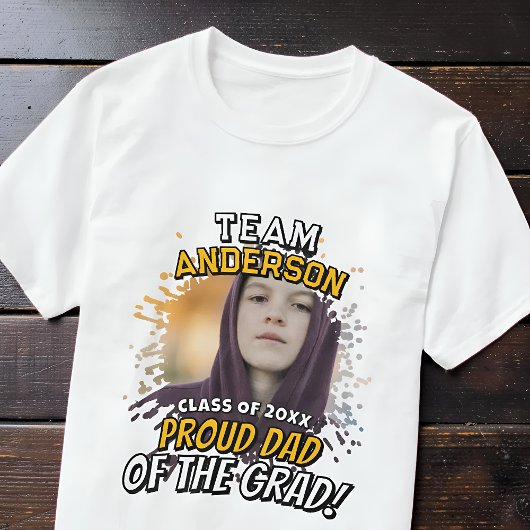 チーム[氏名] 卒業おめでとうフォトTシャツ パパ Tシャツ