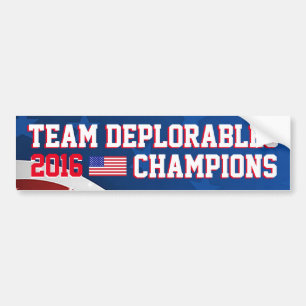 チームDEPLORABLES 2016米国チャンピオン! バンパーステッカー