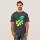 チームGod Men's T-Shirt in green & yellowフォント Tシャツ (正面フル)