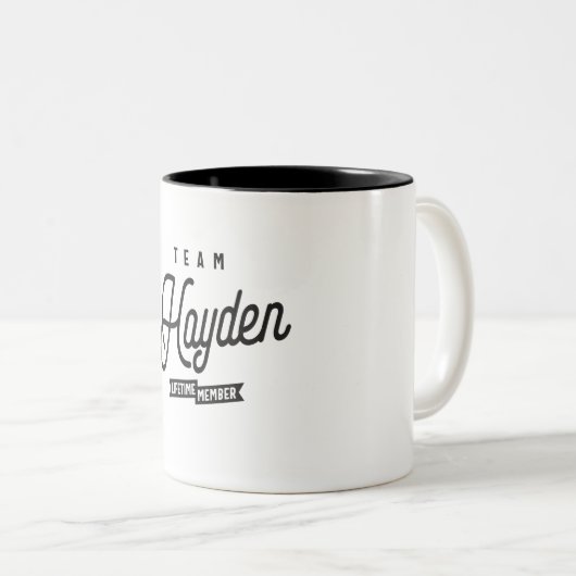 チームHayden Lifetimeメンバパーソナライズされたー名 ツートーンマグカップ (正面右)