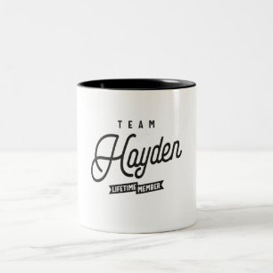 チームHayden Lifetimeメンバパーソナライズされたー名 ツートーンマグカップ