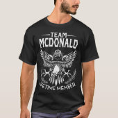 チームMCDONALDライフタイムメンバーの姓 Tシャツ (正面)