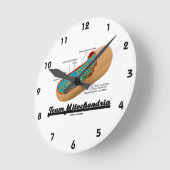 チームMitochondria (Mitochondrionのユーモア) ラウンド壁時計 (傾斜)