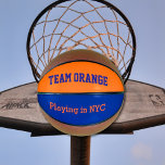 チームOrange -遊sのNYC バスケットボール<br><div class="desc">ダークブルーとオレンジのパーツを持つカスタムバスケット文字デザインボール「チーム・オレンジ遊のNYC内」。自分のカスタマイズチーム名/あなたの都市/クラブのロゴなどで今それを簡単デザインアルマ・ワドトレンディーの色やおもしろいゲームを愛する人のために。</div>