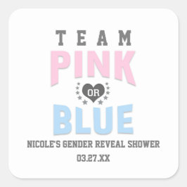チームPINKまたはBLUEジェンダーが赤ちゃんのシャワーの好意を明らかにする スクエアシール