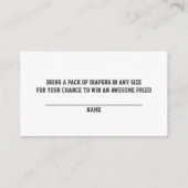 チームPINKまたはBLUE性別おむつラッフルカードを明らかにする エンクロージャーカード (裏面)