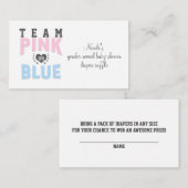 チームPINKまたはBLUE性別おむつラッフルカードを明らかにする エンクロージャーカード (正面/裏面)