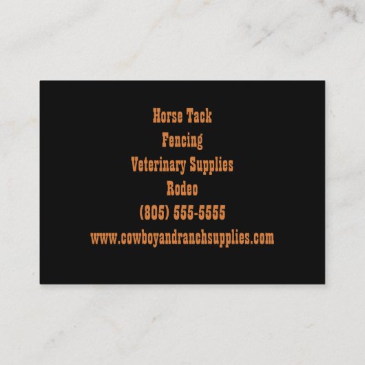 チームRoping Cowboyサービスまたは牧場の供給 名刺 (裏面)