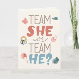 チームSheかチームHe - 性別発表招待状 カード