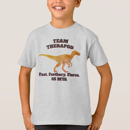 チームTheropod – 速い。羽のように。激しい Tシャツ (正面)