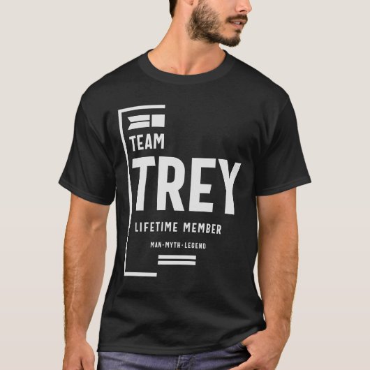 チームTreyライフタイムおもしろいメンバ名Trey Tシャツ (正面)
