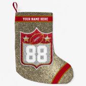チームUSAスポーツレッドと金ゴールドカレッジサッカー スモールクリスマスストッキング (正面)