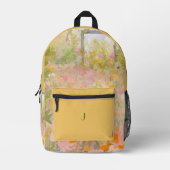 チーリーイエローとオレンジの春メドウズバックグラウンド プリントバックパック (正面)