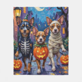 チ日本のンのトリックまたは治療ハロウィーンコスチューム フリースブランケット (正面)