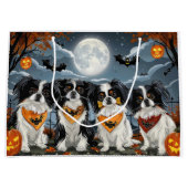 チ日本のンハロウィン不気味 ラージペーパーバッグ (正面)