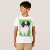 チ日本のンパ絵画ピーズオリジナルドッグアート Tシャツ (正面フル)