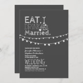 チ素朴ャル食べクボードの飲み結婚物とビ結婚したーズ 招待状 (正面/裏面)