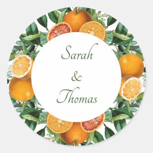 ツァスティシトラスオレンジドリームズ結婚封筒用シール ラウンドシール (正面)