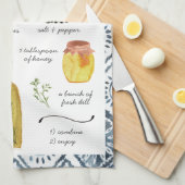 ツァチキ水彩レシピ手織りティータオル キッチンタオル (四つ折り)