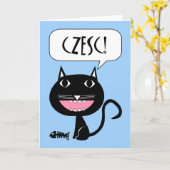 ツァークス!ポーランド語、猫、魚の骨のハローカード カード (黄色い花)