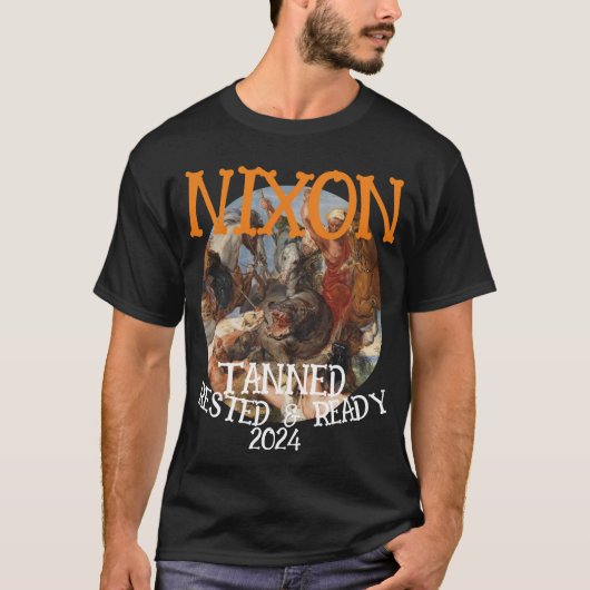 ツァーリ 日焼け 休息 WHITE NIXON 2032 大統領 Tシャツ (正面)