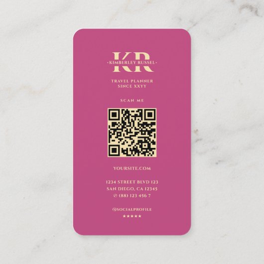 ツアモダンエージェンシー旅行プランナーピンクの地図 名刺 (裏面)