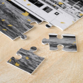 ツアーエッフェル,フランス – ブラック/フェイク金ゴールド散布 ジグソーパズル (側面)