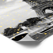 ツアーエッフェル,フランス – ブラック/フェイク金ゴールド散布 ポスター (角)