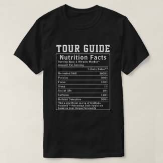 ツアーガイドの栄養成分表示 楽しい旅行産業 Tシャツ