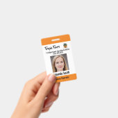 ツアーガイドフォトIDオレンジ バッジ (手持ち)