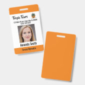 ツアーガイドフォトIDオレンジ バッジ (正面＆裏面)