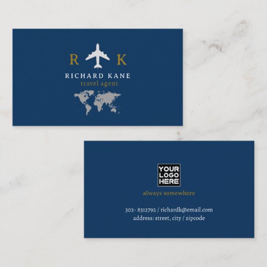 ツアーツーリズム旅行代理店ブルー 名刺 (正面/裏面)