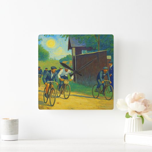 ツアーデフランスファーストレース1903ファンゴッホレドゥックス スクエア壁時計 (ホーム)