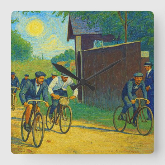 ツアーデフランスファーストレース1903ファンゴッホレドゥックス スクエア壁時計 (正面)