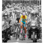 ツアードゥフランスイエロージャージーペロトンサイクリングレース シャワーカーテン (正面)