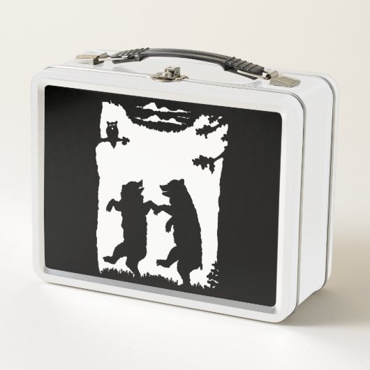 ツアーベアーズ踊りウッズフクロウのシルエット|過去記事 メタルランチボックス (正面)