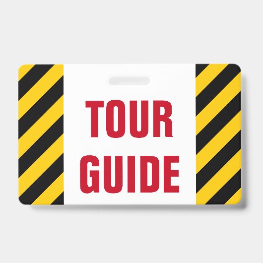 "ツアー・ガイド" + 黒く及び黄色のストライプのバッジ バッジ (表面)