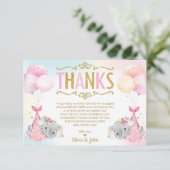 ツイお洒落ンガールズエレファントベイビーシャワー散水 サンキューカード (スタンド正面)