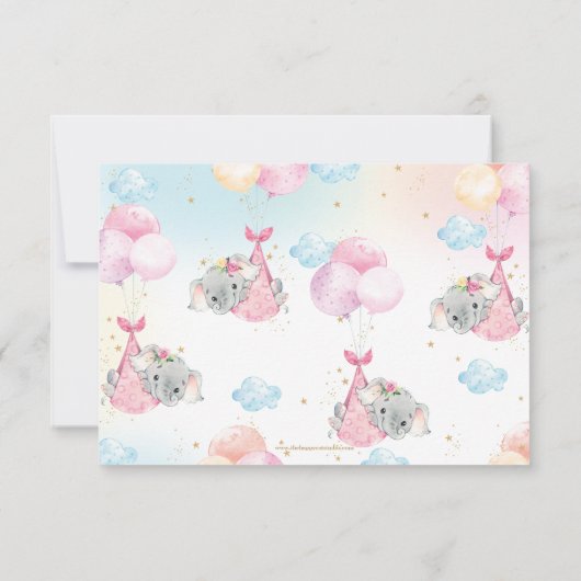 ツイお洒落ンガールズエレファントベイビーシャワー散水 サンキューカード (裏面)