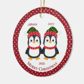 ツイお洒落ンブラザーペンギンパーソナライズされた セラミックオーナメント (左)