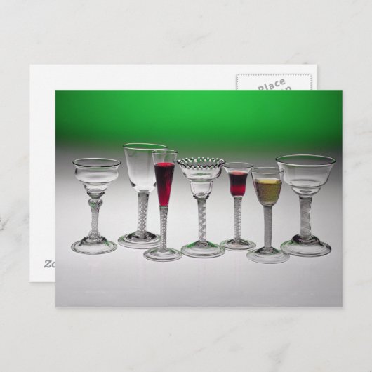 ツイストステムのワイングラスのコレクション ポストカード (正面/裏面)