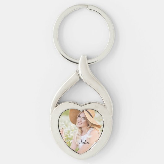 ツイストハートフォトメタルキーチェーン キーホルダー (正面)